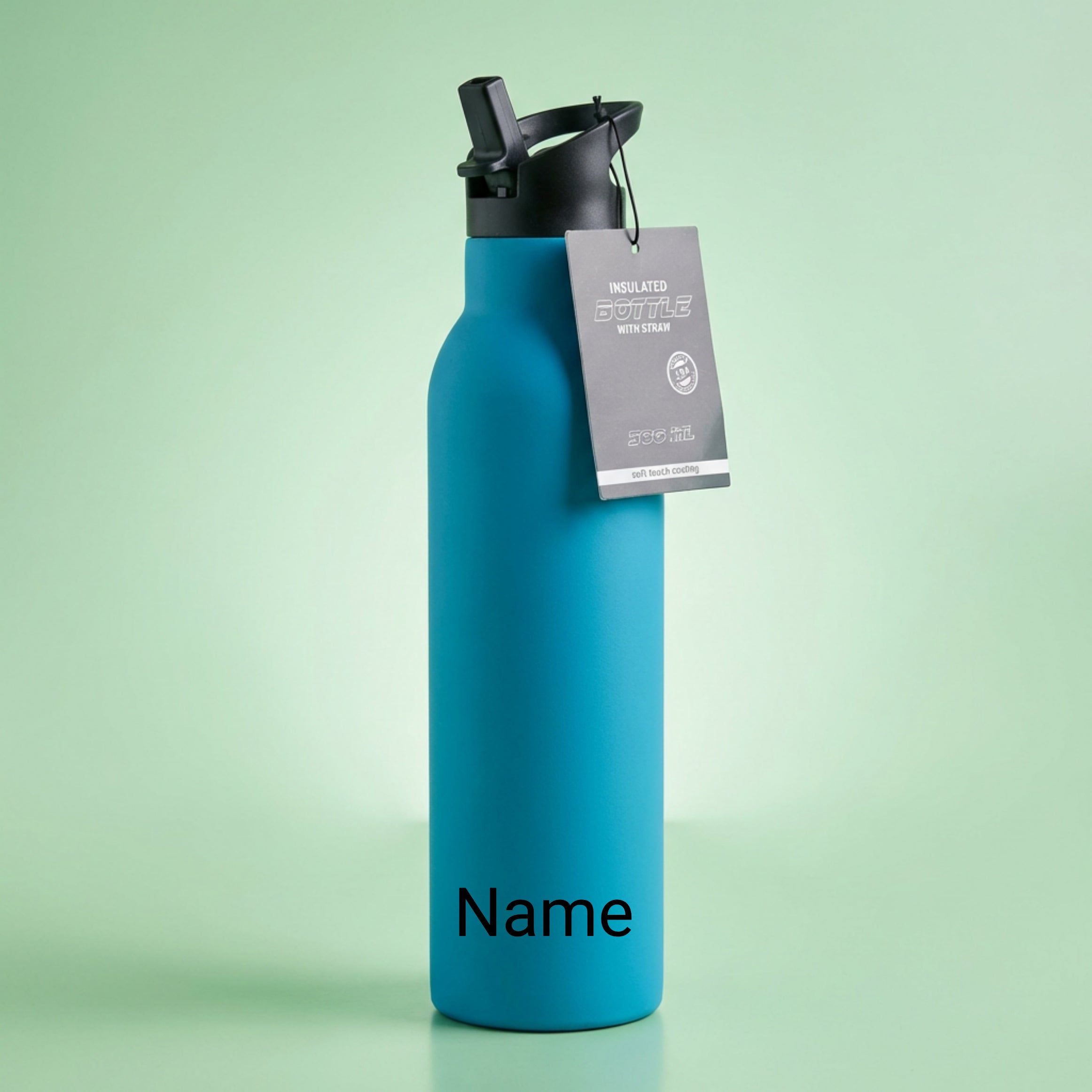 Trinkflasche Edelstahl und Strohhalm 500ml