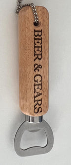1x Flaschenöffner mit Holzgriff und Schlüsselanhängerloch